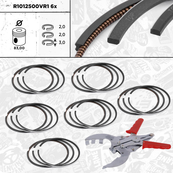 6x Piston Ring Kit - R1012500VR1 ET ENGINETEAM - 059198151M, 02816N0, 08-434300-00